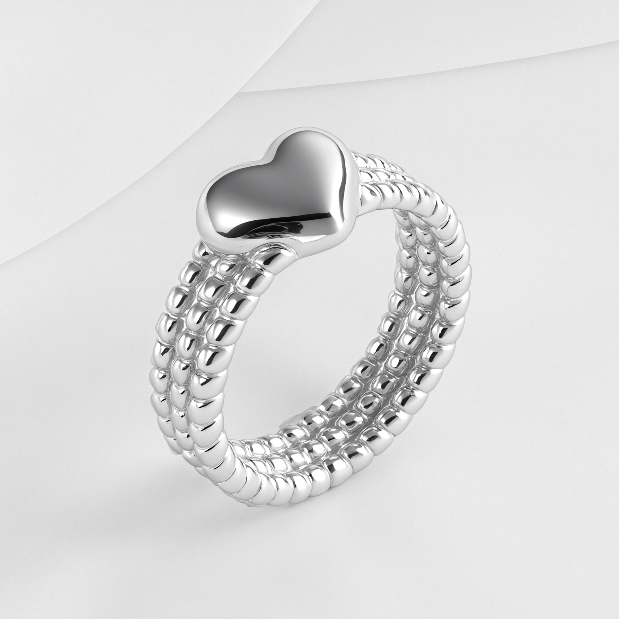 Heart-Shaped Woven Design Light Luxury Stainless Steel Couple Ring | N00530-JinBaoJewerly