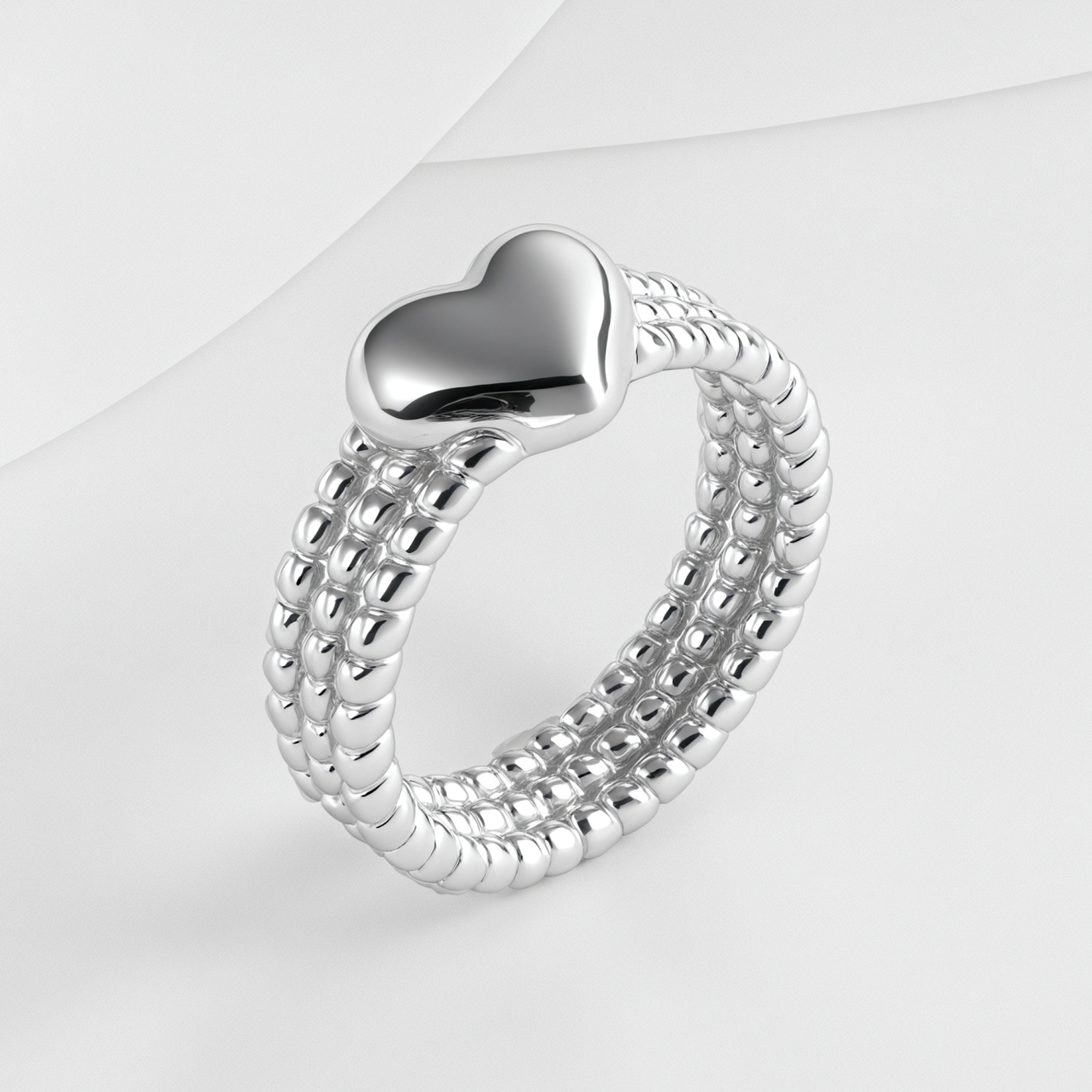 Heart-Shaped Woven Design Light Luxury Stainless Steel Couple Ring | N00530-JinBaoJewerly