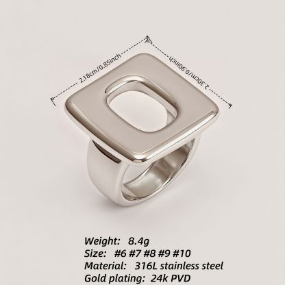 Stainless Steel Geometric Hollow-out Ring, Minimalist and Stylish, Adjustable, Unique Jewelry for Women | G004132-JinBaoJewerly