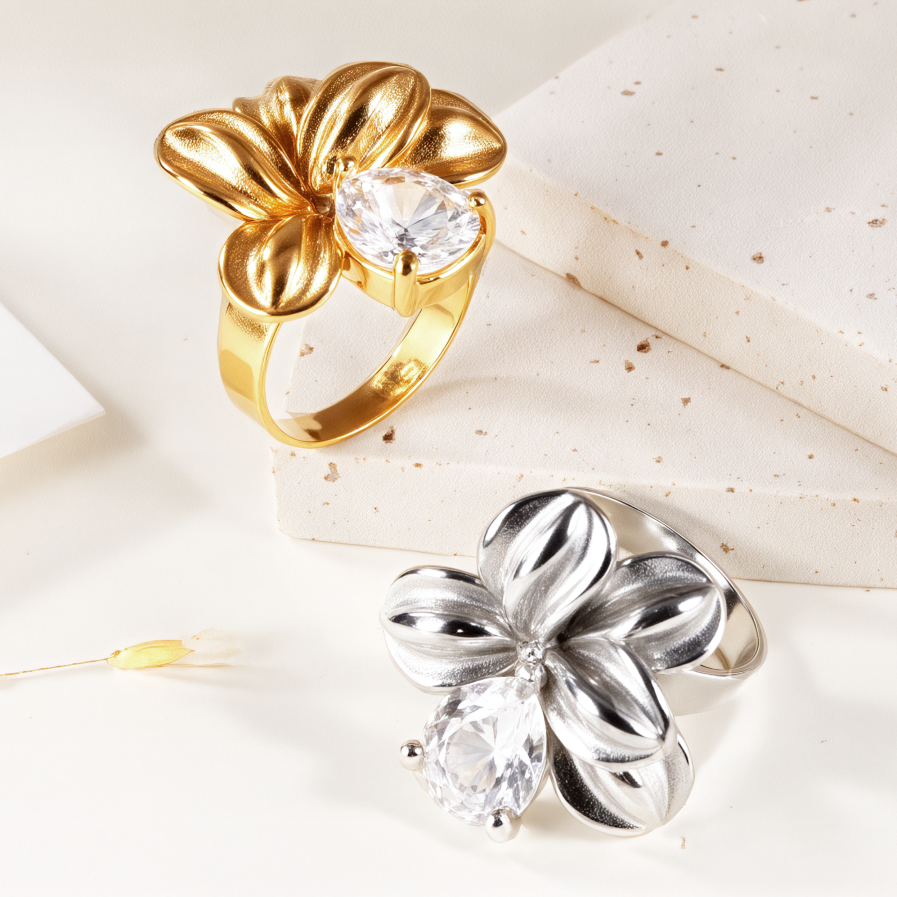 Starlit Petals - White Zircon Ring for Women | G005412-JinBaoJewerly