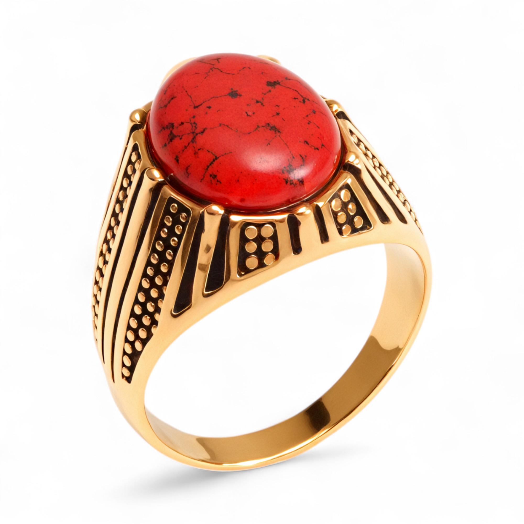 Vintage Style Assorted Stone Stainless Steel Men's Ring丨K00930J-JinBaoJewerly