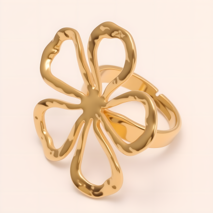 Stylish Women's Gold - and - Silver Hollow Floral - shaped Ring | G005614-JinBaoJewerly