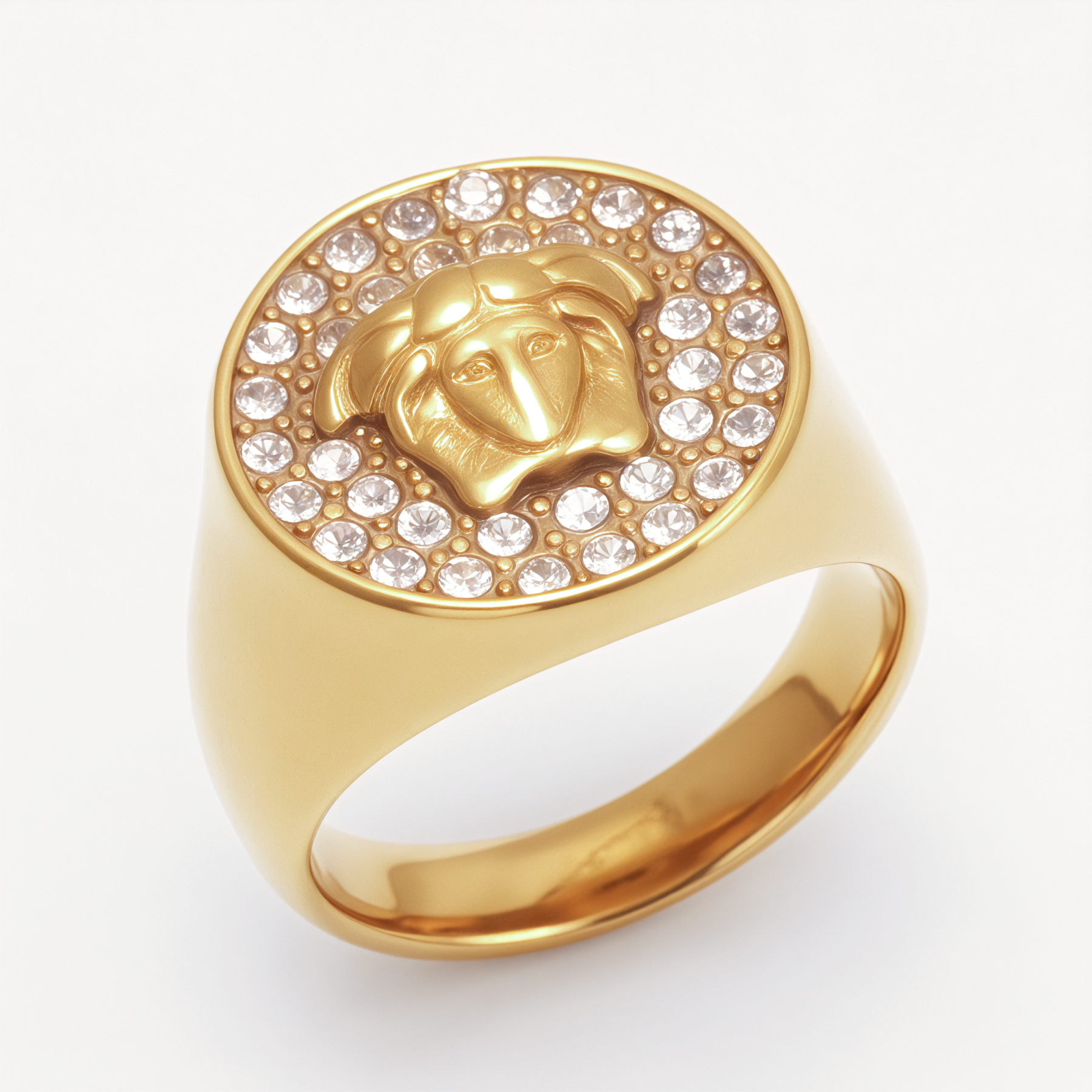 Men's Medusa - styled Diamond - set Stainless Steel Ring | G00810-JinBaoJewerly