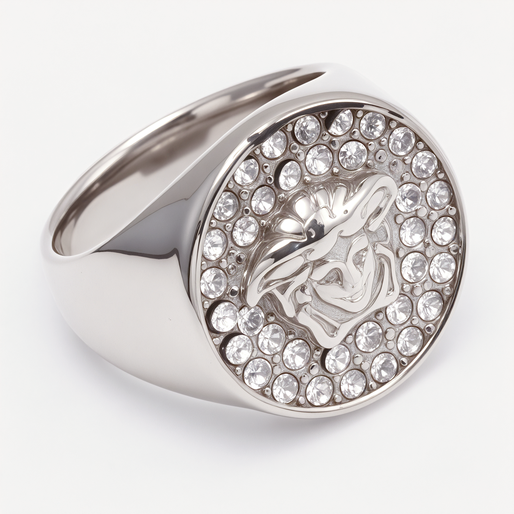 Men's Medusa - styled Diamond - set Stainless Steel Ring | G00810-JinBaoJewerly