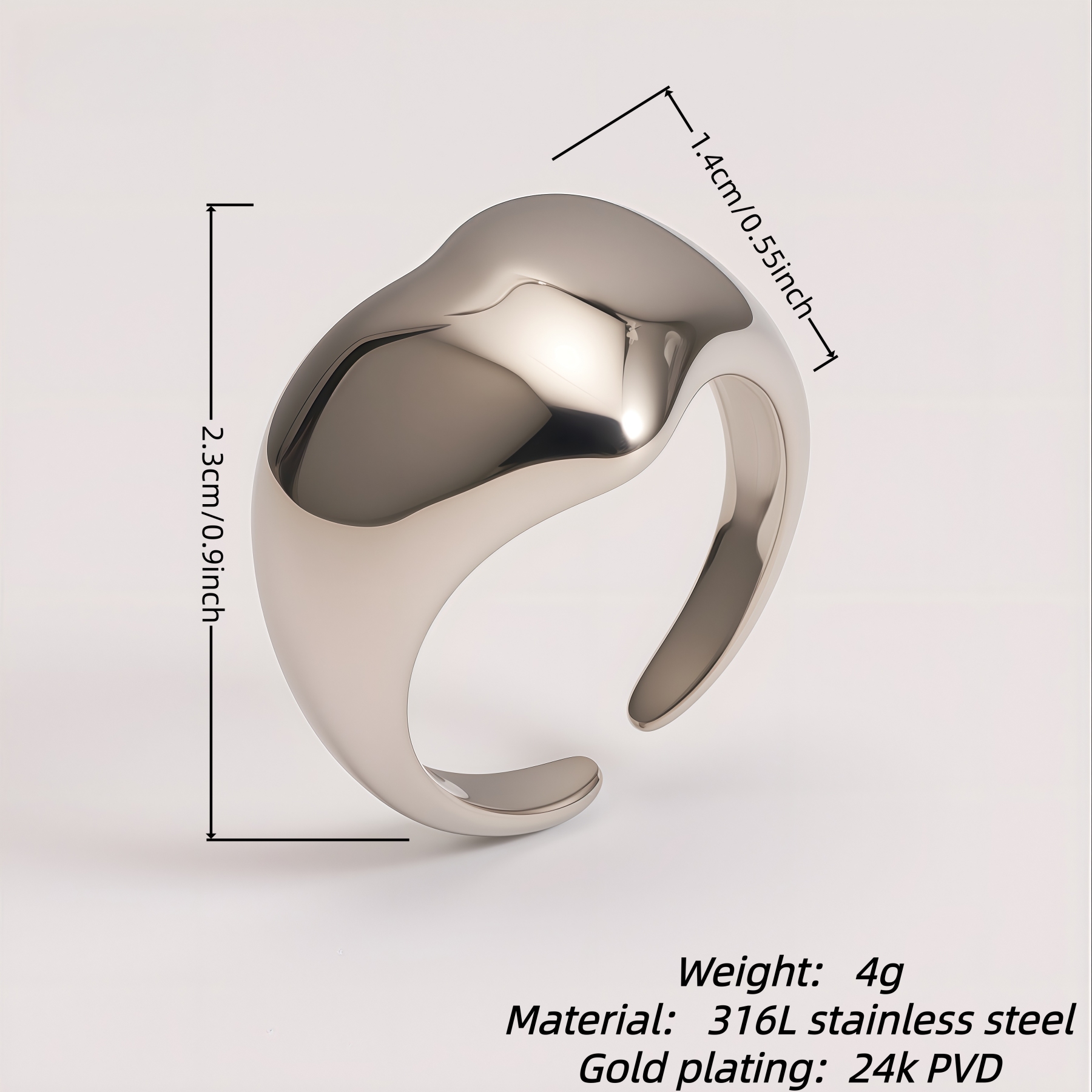 Minimalist Open Ring Women's Stainless Steel Ring | G003878