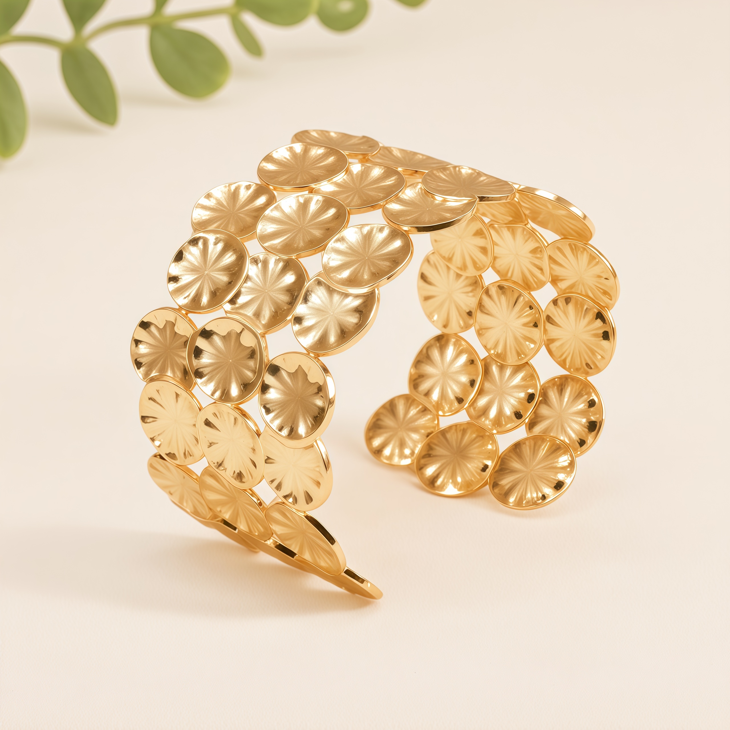 24K Stainless Steel Women's Cuff Bracelet Set