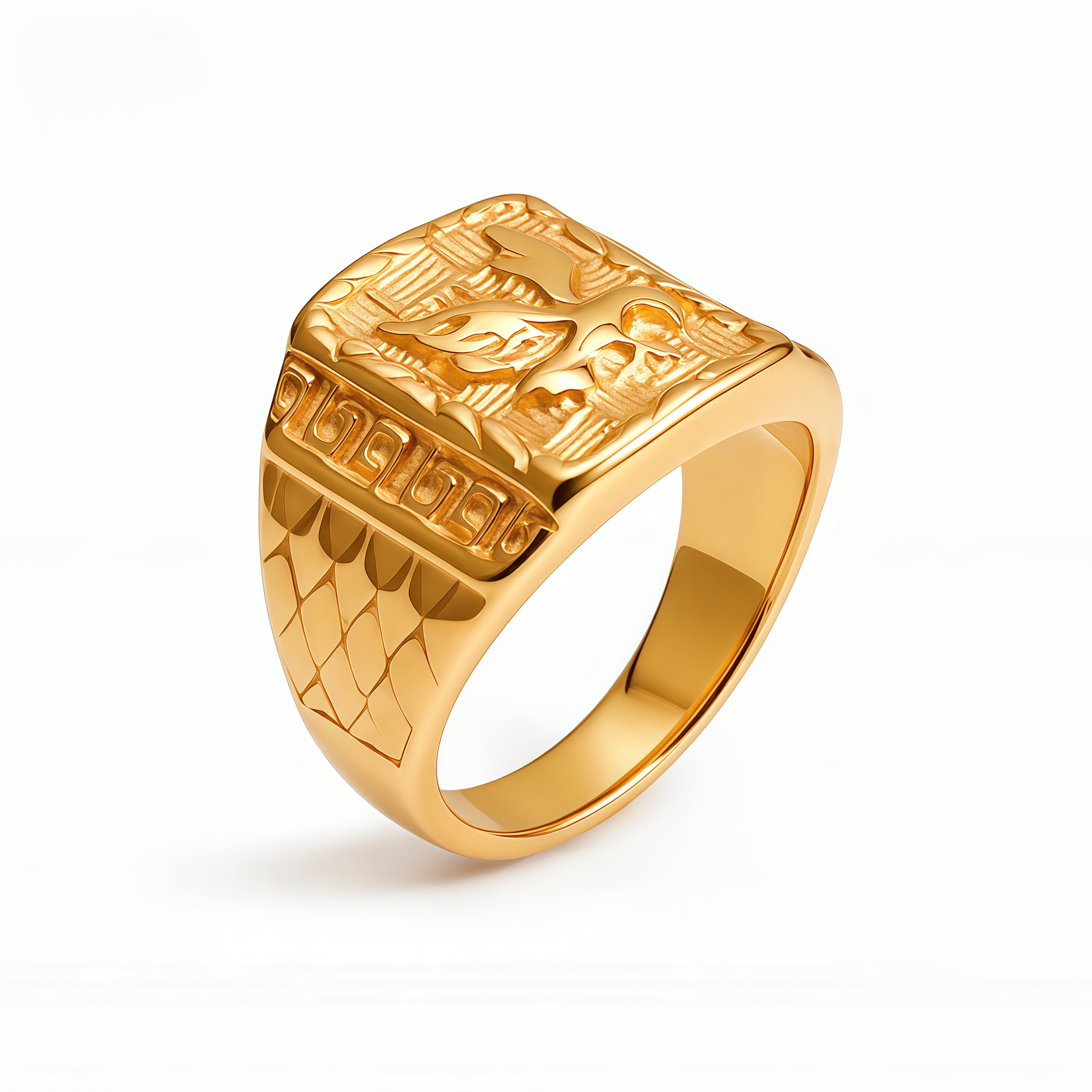 Eagle Head Gold Stainless Steel Ring Men's Vintage Fashion Design | G00429