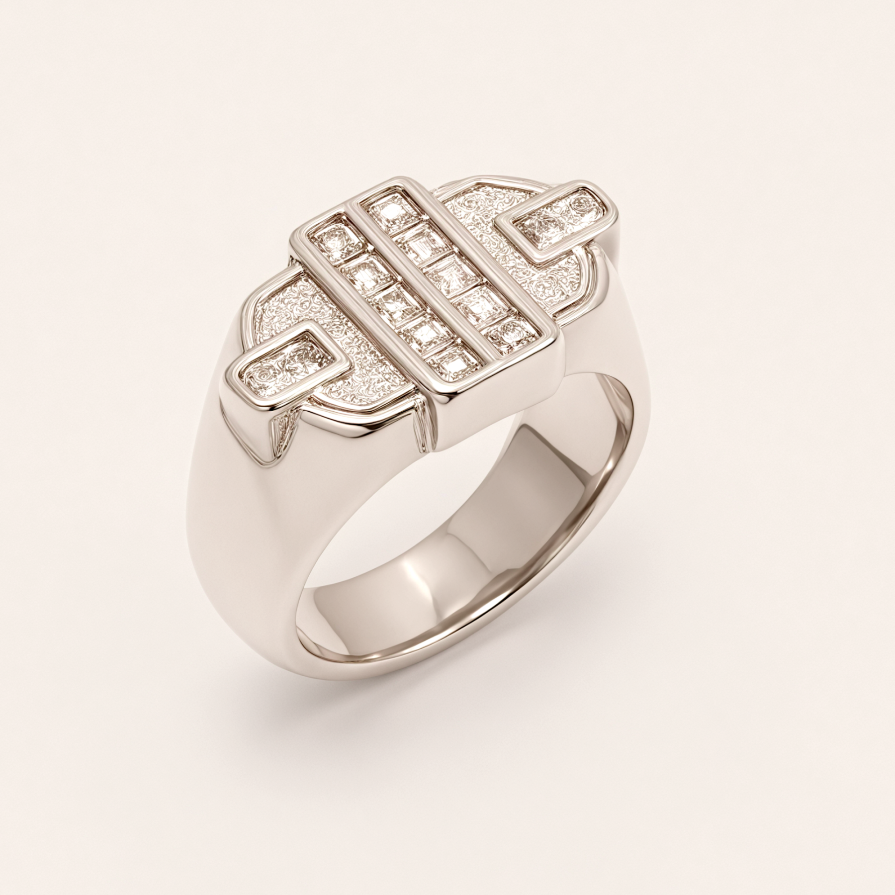 Fashion Square Gemstone Decorative Stainless Steel Ring Unisex Ring | N00719-JinBaoJewerly