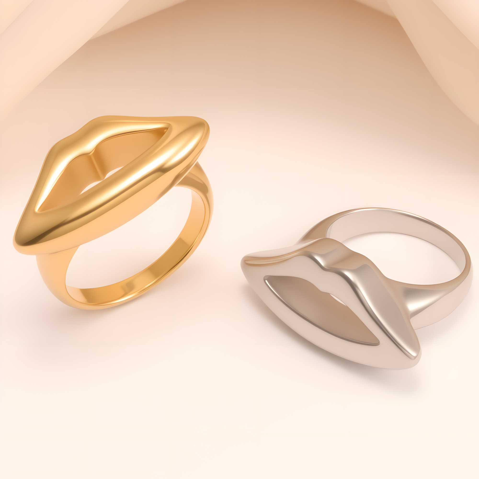 Stylish Style 3D Lip Stainless Steel Women's Ring丨G005467-JinBaoJewerly