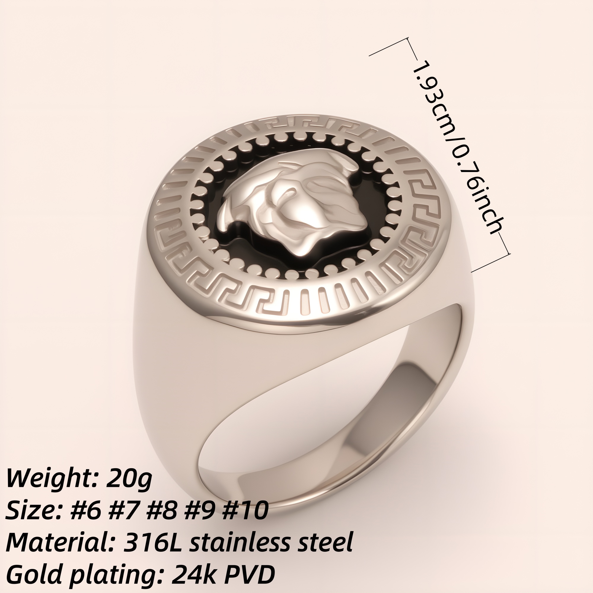 Men's Cool Medusa - themed Stainless Steel Ring | G002057G-JinBaoJewerly