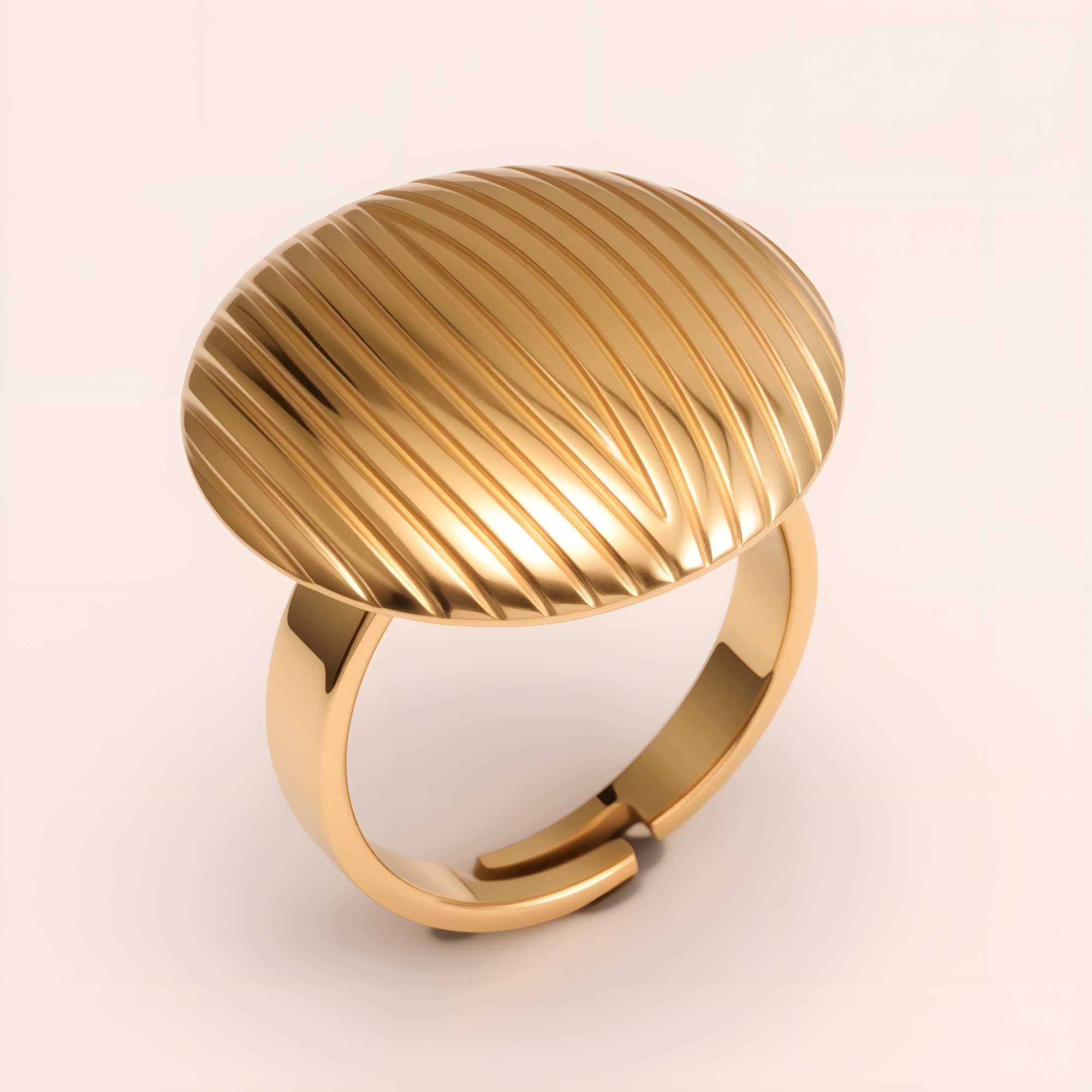 Striped Oval Stainless Steel Open - Ring - Stylish & Versatile for Men and Women | G006424-JinBaoJewerly