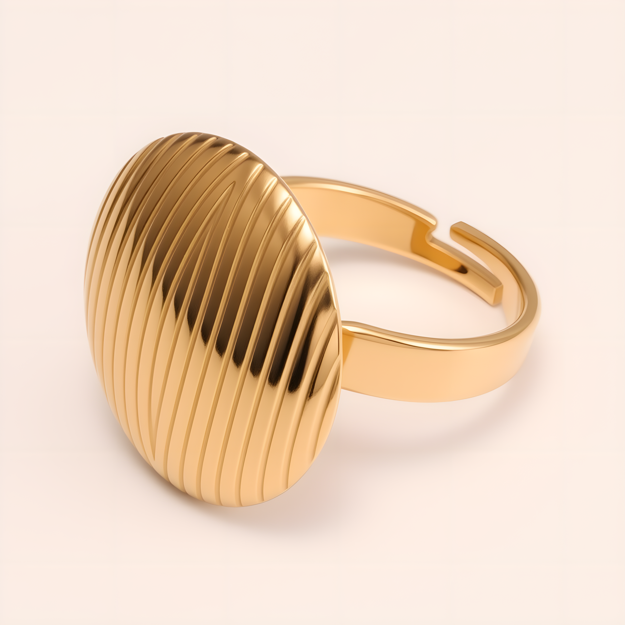 Striped Oval Stainless Steel Open - Ring - Stylish & Versatile for Men and Women | G006424-JinBaoJewerly