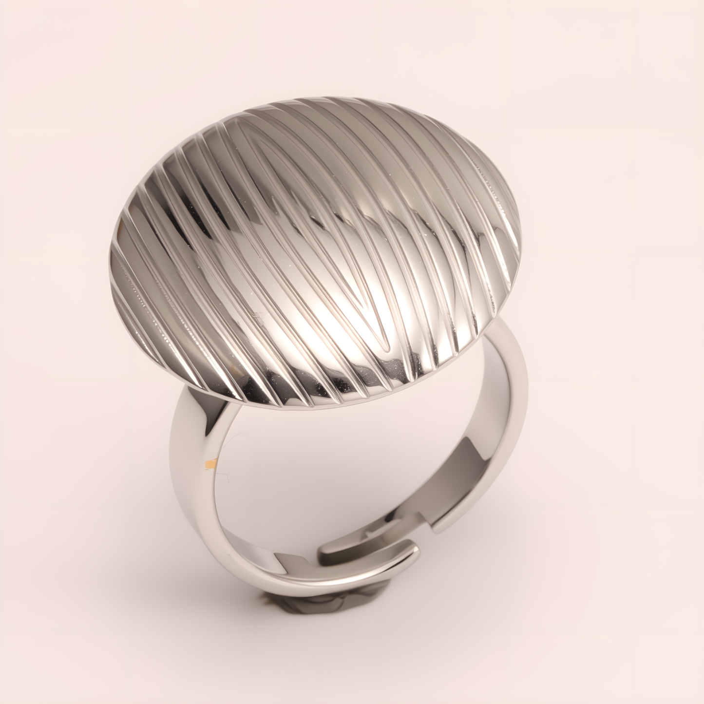 Striped Oval Stainless Steel Open - Ring - Stylish & Versatile for Men and Women | G006424-JinBaoJewerly