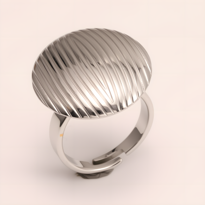 Striped Oval Stainless Steel Open - Ring - Stylish & Versatile for Men and Women | G006424-JinBaoJewerly