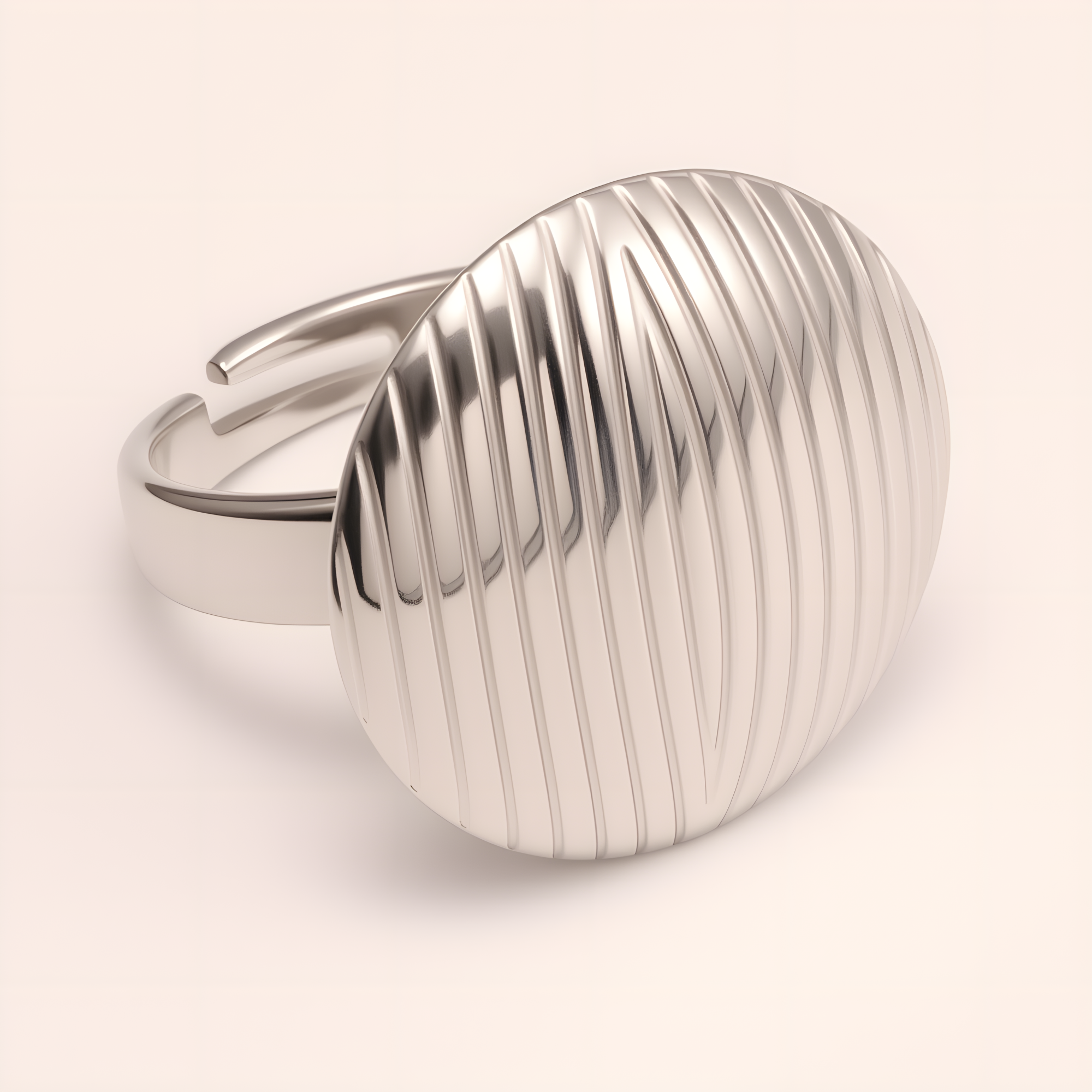 Striped Oval Stainless Steel Open - Ring - Stylish & Versatile for Men and Women | G006424-JinBaoJewerly