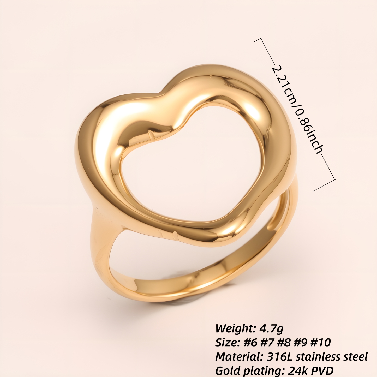 Heart - shaped Stainless Steel Ring - Romantic Couple Jewelry | G004959-JinBaoJewerly