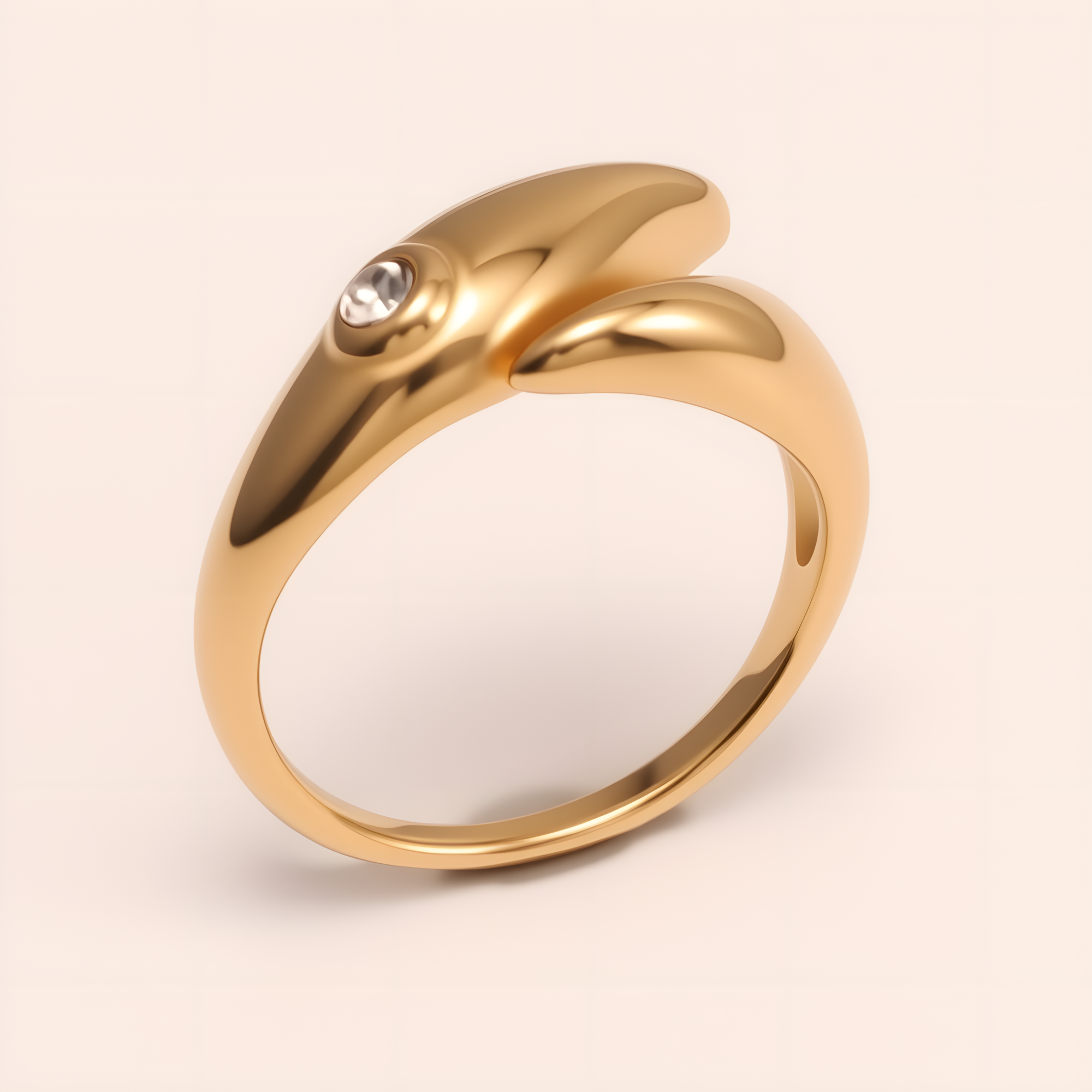 Minimalist Diamond - Set Streamlined Stainless Steel Ring - Trendy & Versatile Jewelry | G004275-JinBaoJewerly