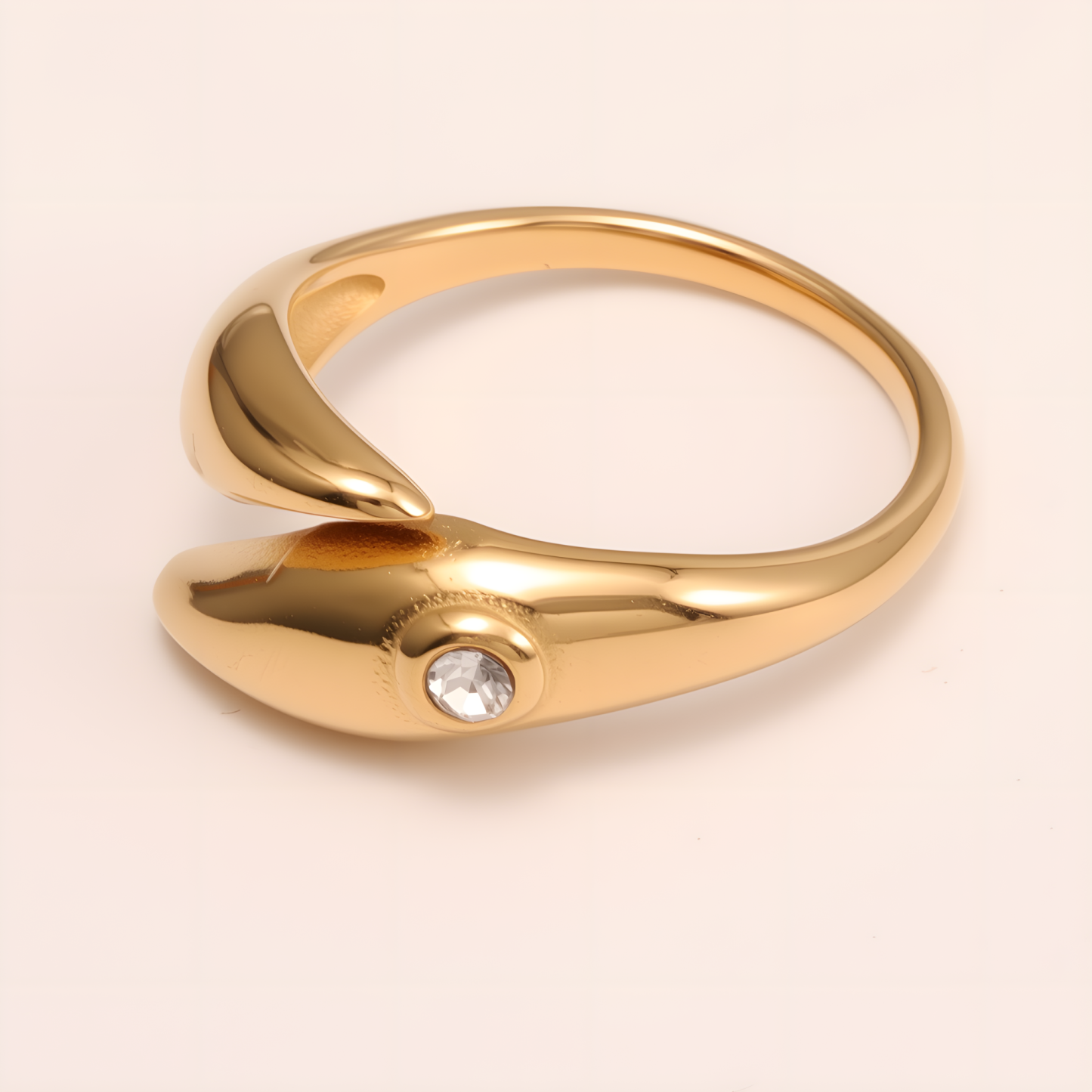 Minimalist Diamond - Set Streamlined Stainless Steel Ring - Trendy & Versatile Jewelry | G004275-JinBaoJewerly