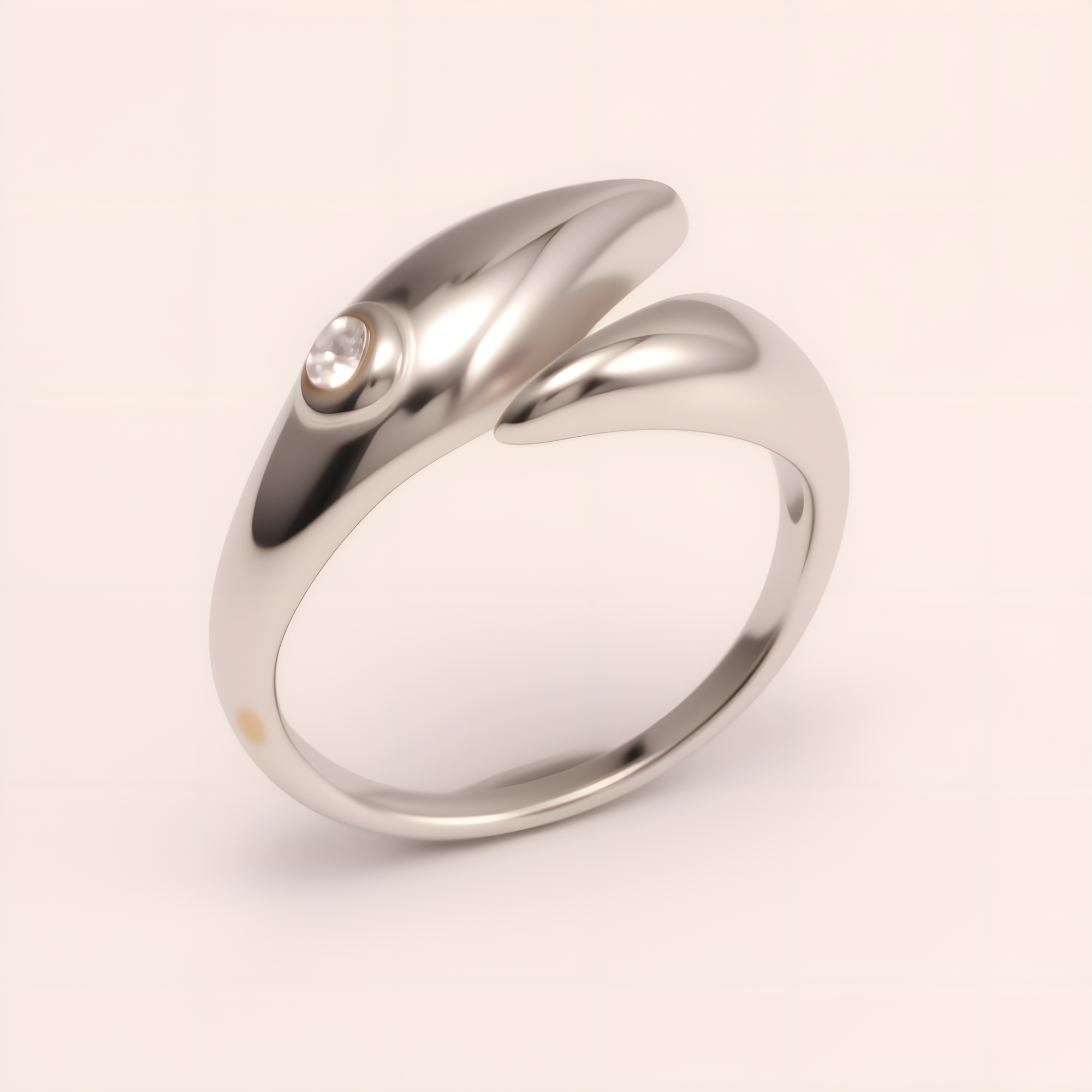Minimalist Diamond - Set Streamlined Stainless Steel Ring - Trendy & Versatile Jewelry | G004275-JinBaoJewerly