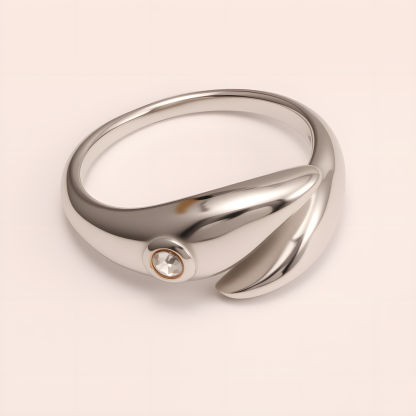 Minimalist Diamond - Set Streamlined Stainless Steel Ring - Trendy & Versatile Jewelry | G004275-JinBaoJewerly