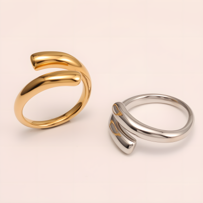 Double - arc Stainless Steel Ring - Stylish and Unisex | G00581-JinBaoJewerly