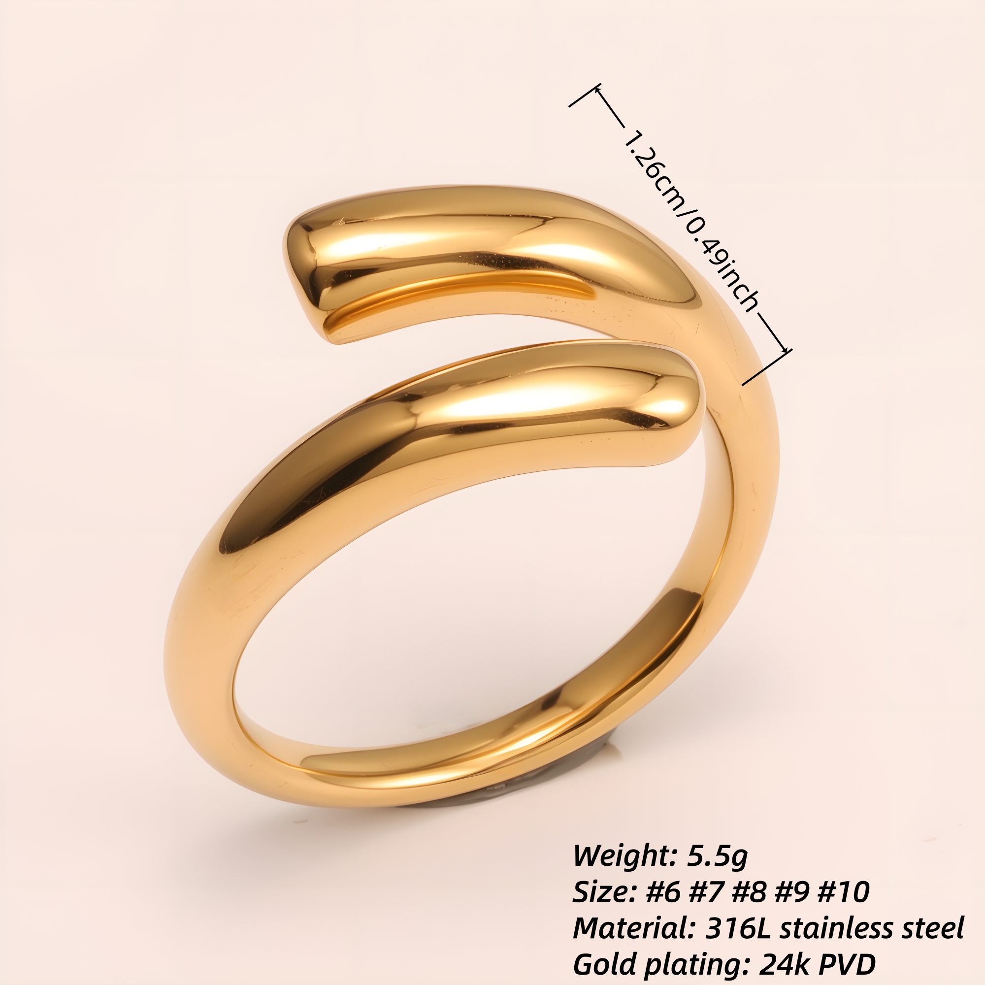Double - arc Stainless Steel Ring - Stylish and Unisex | G00581-JinBaoJewerly