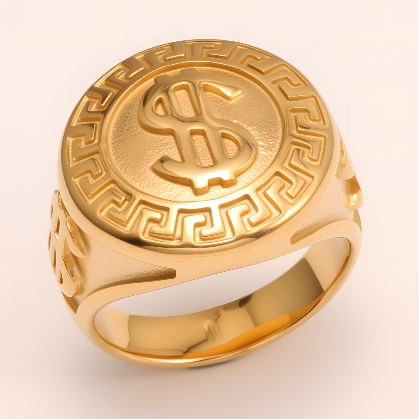 Men's Two - tone Stainless Steel Ring with Dollar Sign | G005058-JinBaoJewerly