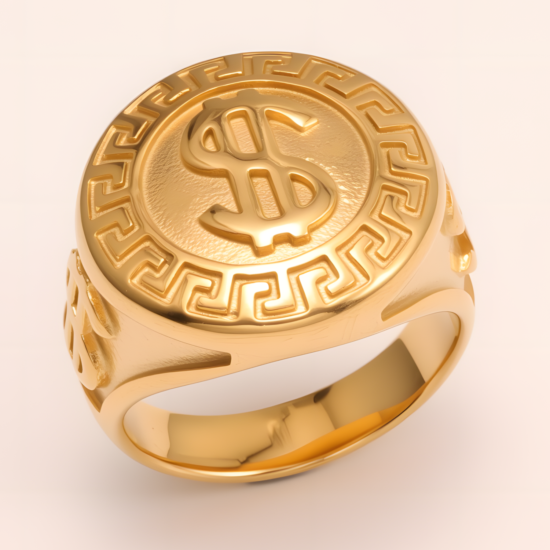 Men's Two - tone Stainless Steel Ring with Dollar Sign | G005058-JinBaoJewerly