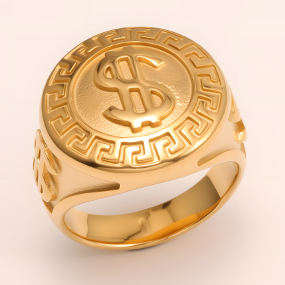 Men's Two - tone Stainless Steel Ring with Dollar Sign | G005058-JinBaoJewerly