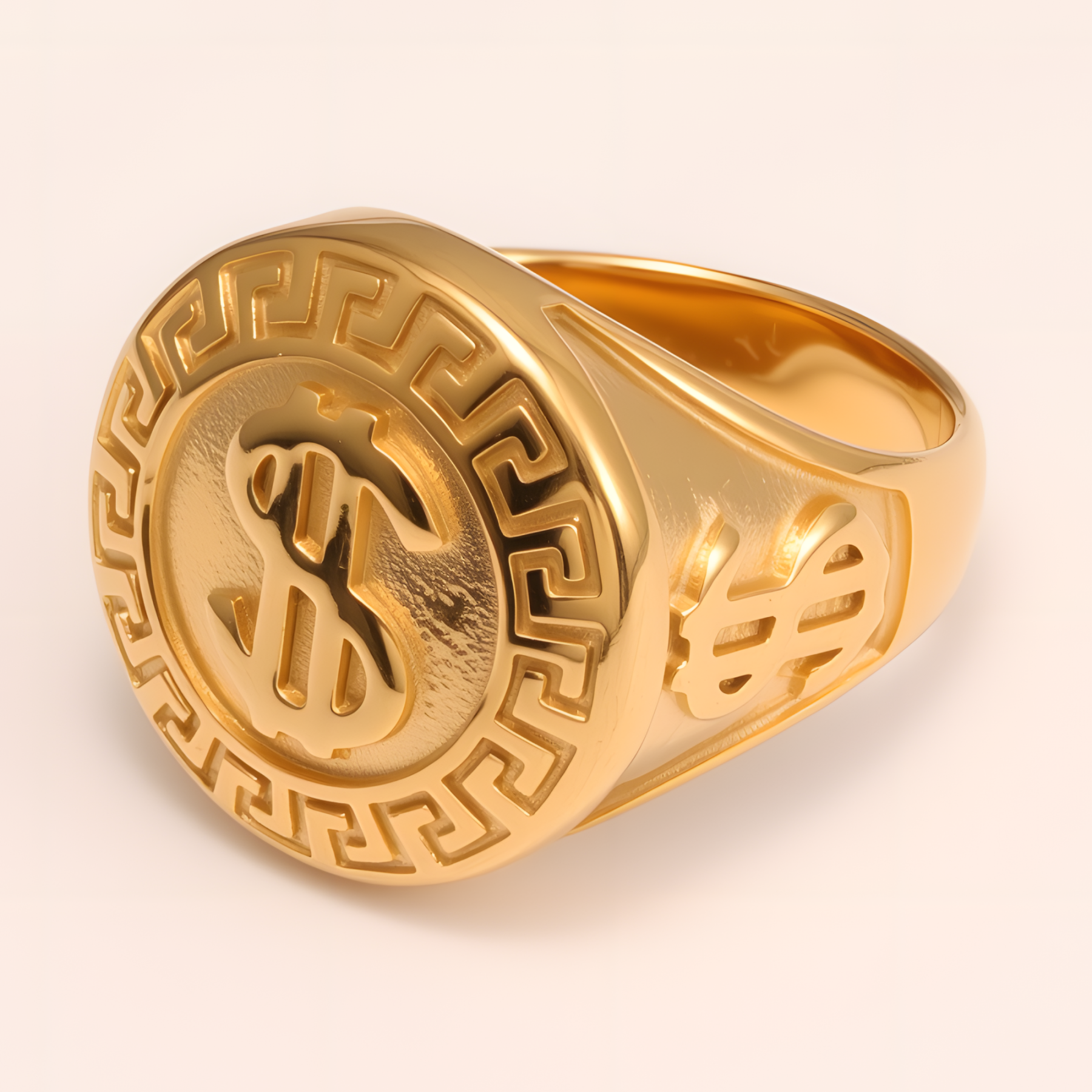 Men's Two - tone Stainless Steel Ring with Dollar Sign | G005058-JinBaoJewerly