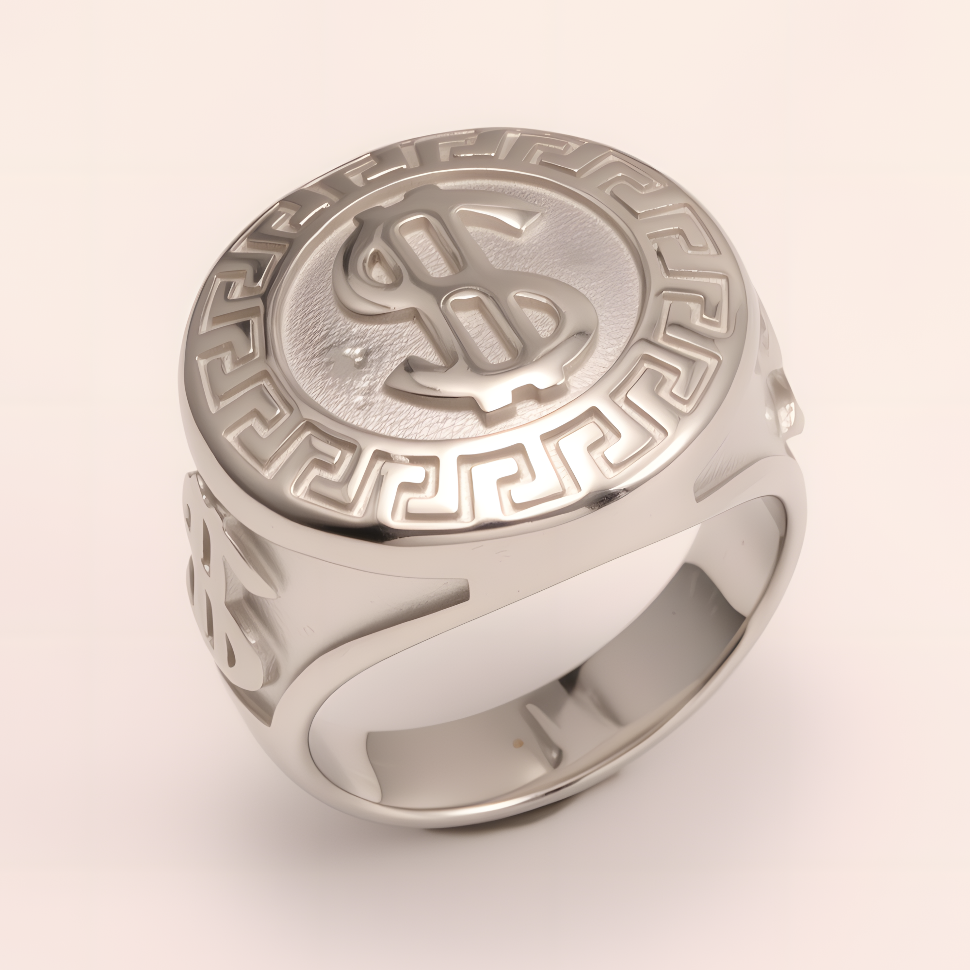 Men's Two - tone Stainless Steel Ring with Dollar Sign | G005058-JinBaoJewerly