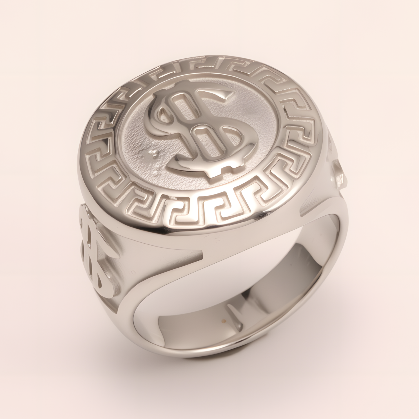 Men's Two - tone Stainless Steel Ring with Dollar Sign | G005058-JinBaoJewerly