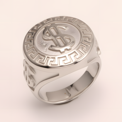 Men's Two - tone Stainless Steel Ring with Dollar Sign | G005058-JinBaoJewerly