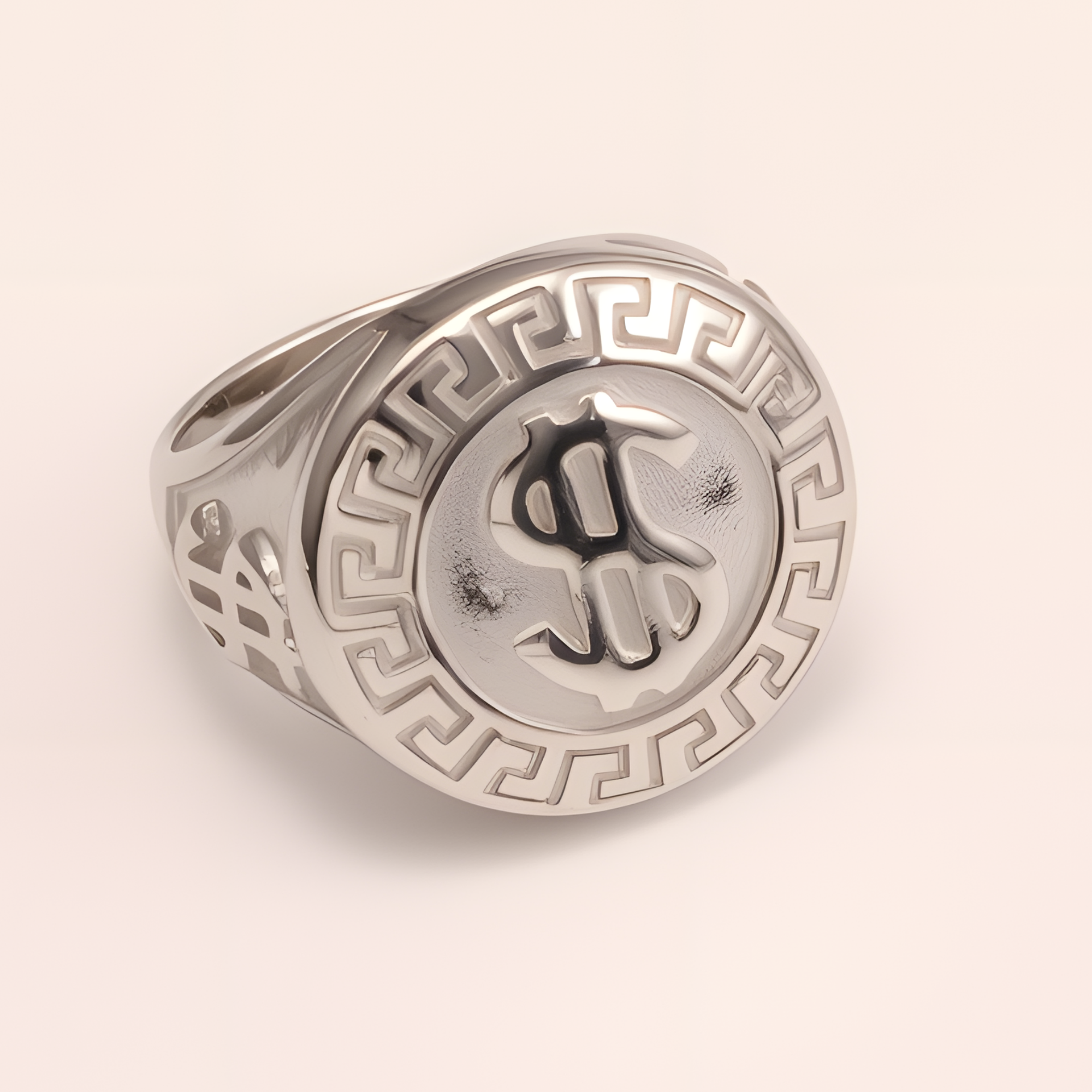 Men's Two - tone Stainless Steel Ring with Dollar Sign | G005058-JinBaoJewerly