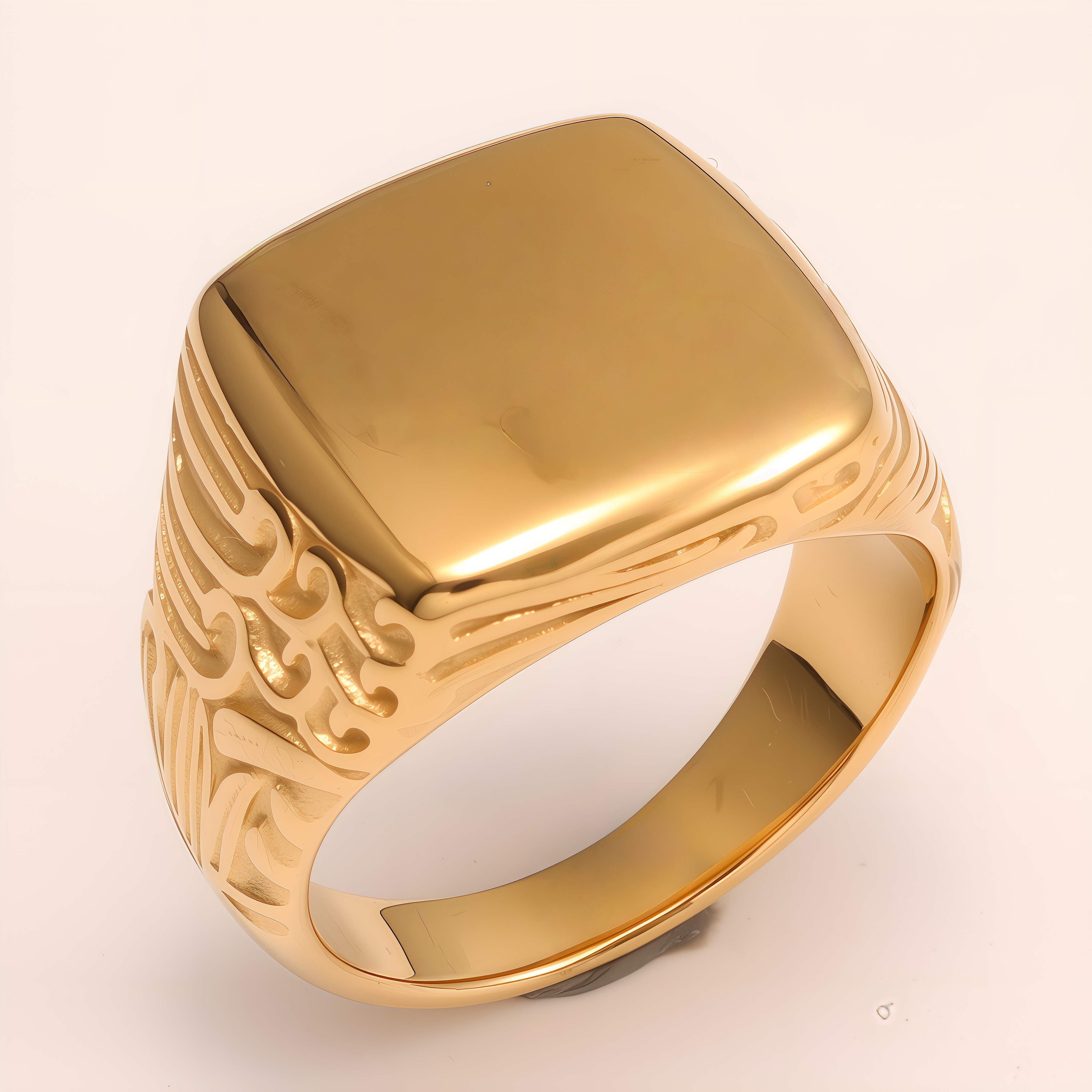 Exquisitely - patterned Square Gold Ring - Trendy and Personalized Jewelry for Men | G003123J-JinBaoJewerly