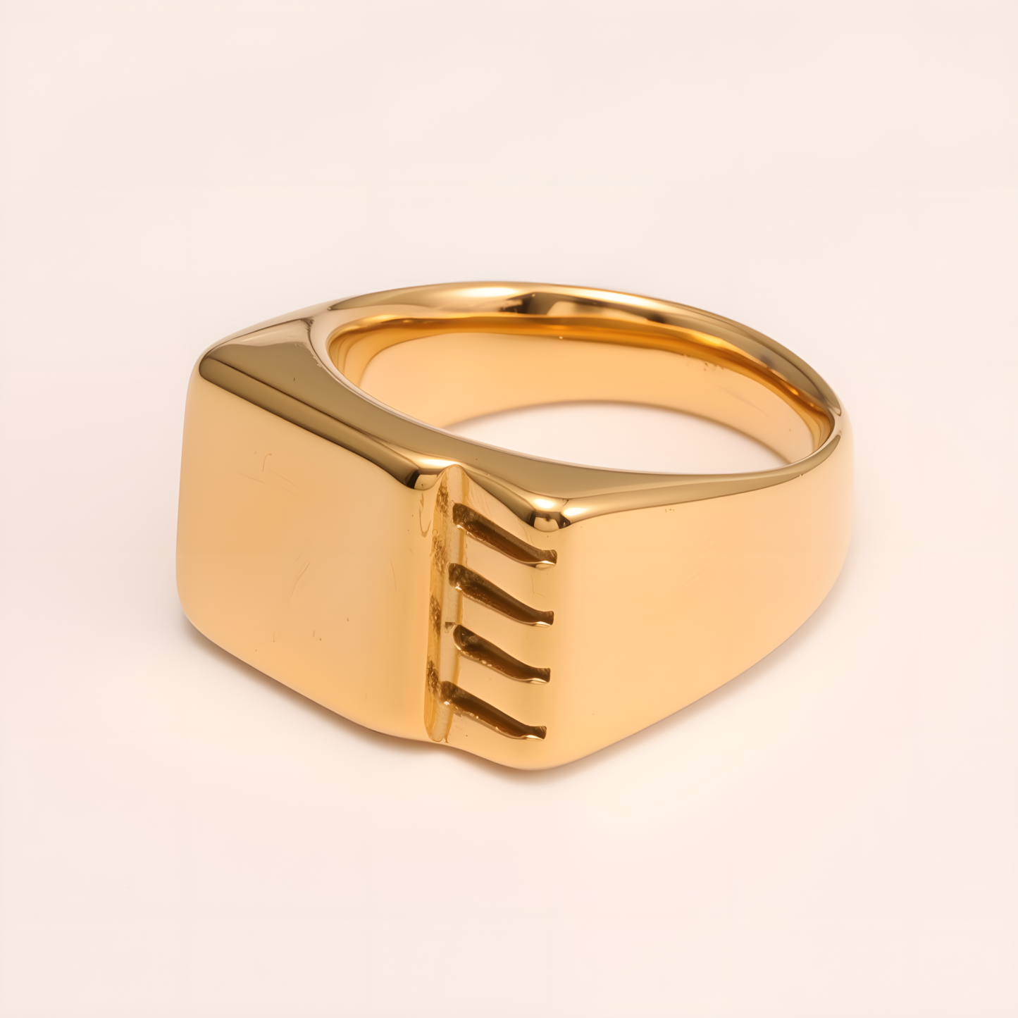 Ribbed Square Stainless Steel Ring - Trendy and Personalized Jewelry for Men | DZ1296J-JinBaoJewerly