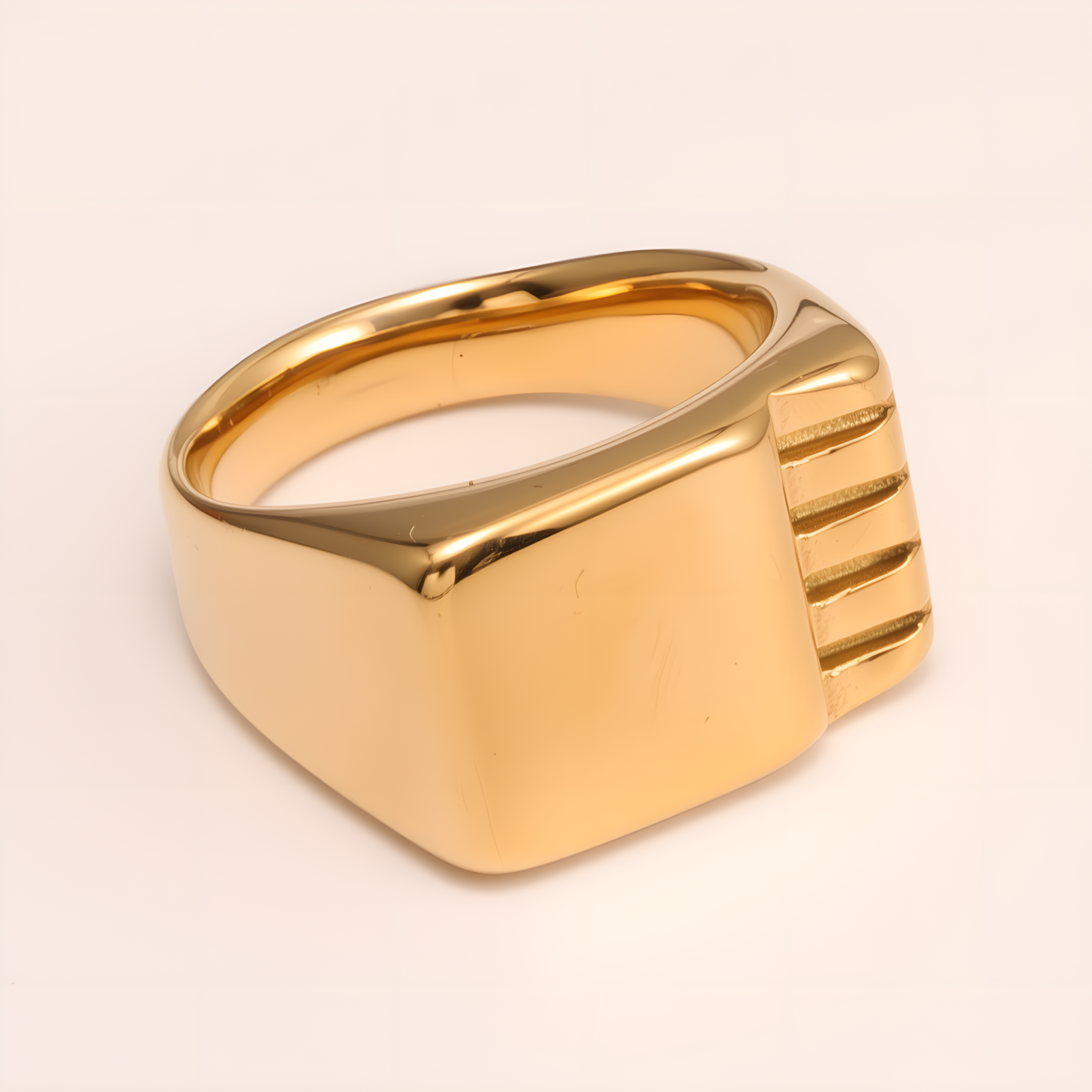 Ribbed Square Stainless Steel Ring - Trendy and Personalized Jewelry for Men | DZ1296J-JinBaoJewerly