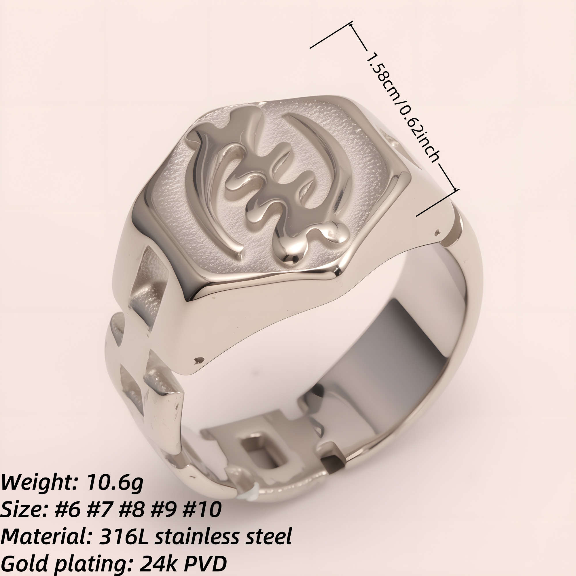 Uniquely - patterned Octagonal Stainless Steel Ring - Stylish Choice for Men | G003451G-JinBaoJewerly