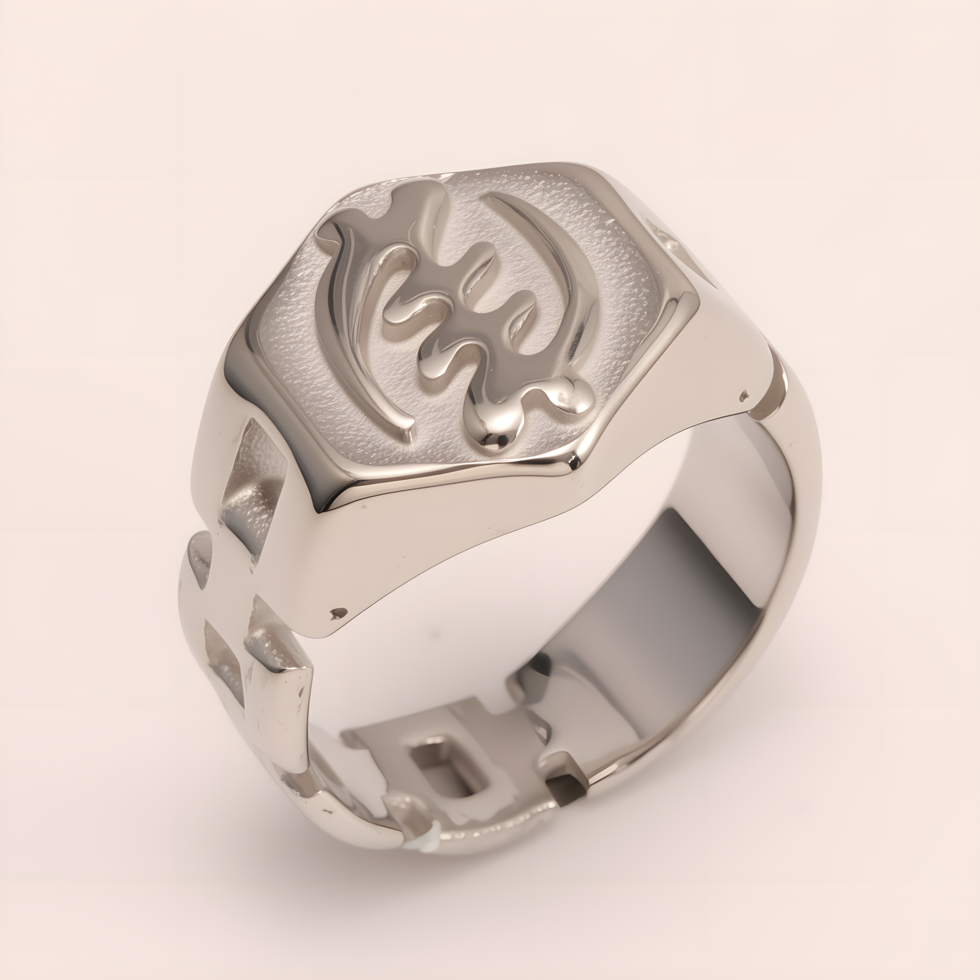 Uniquely - patterned Octagonal Stainless Steel Ring - Stylish Choice for Men | G003451G-JinBaoJewerly