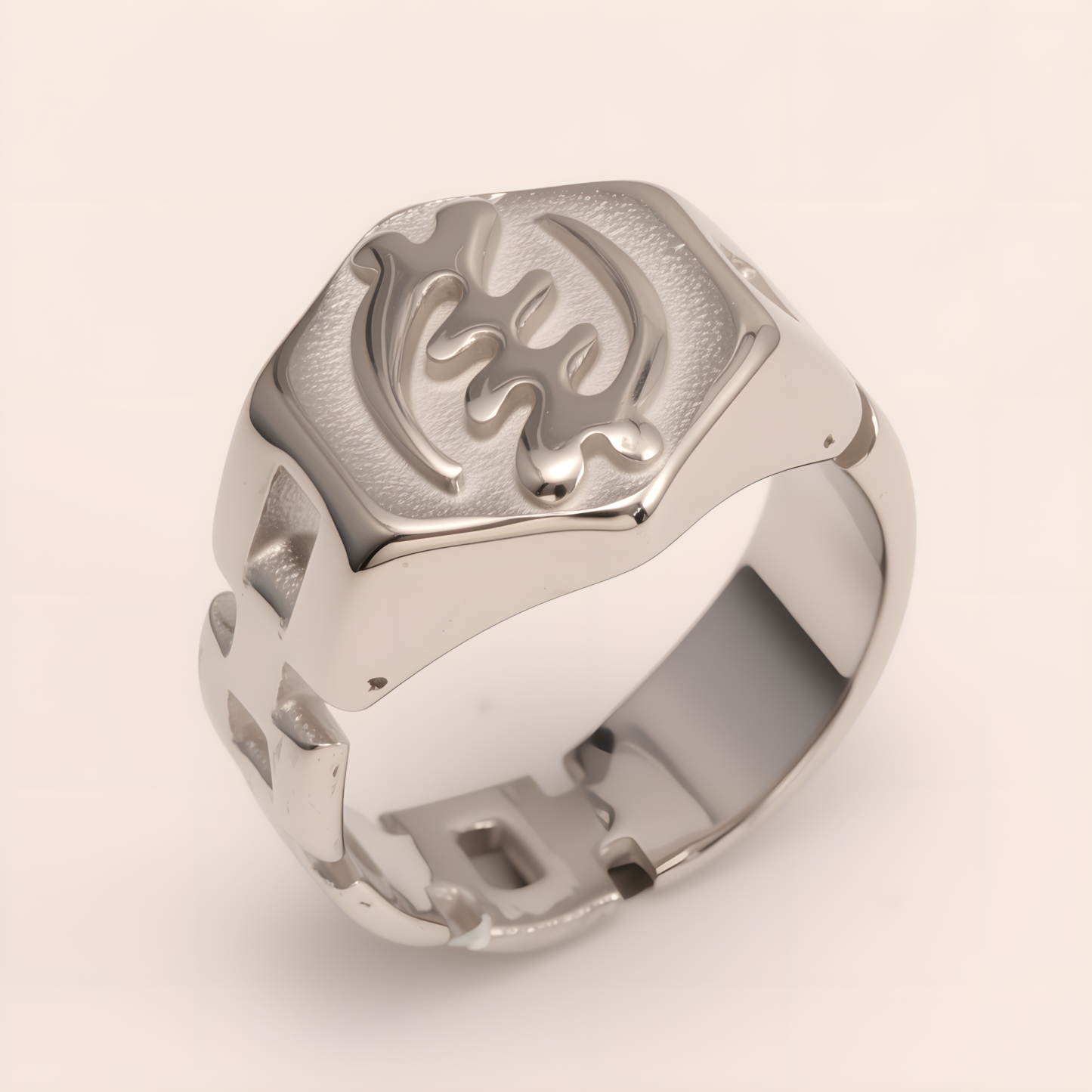 Uniquely - patterned Octagonal Stainless Steel Ring - Stylish Choice for Men | G003451G-JinBaoJewerly