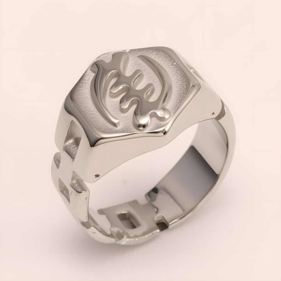 Anillo de Acero Inoxidable Octagonal con Patrón Único - Opción Elegante para Hombres | G003451G