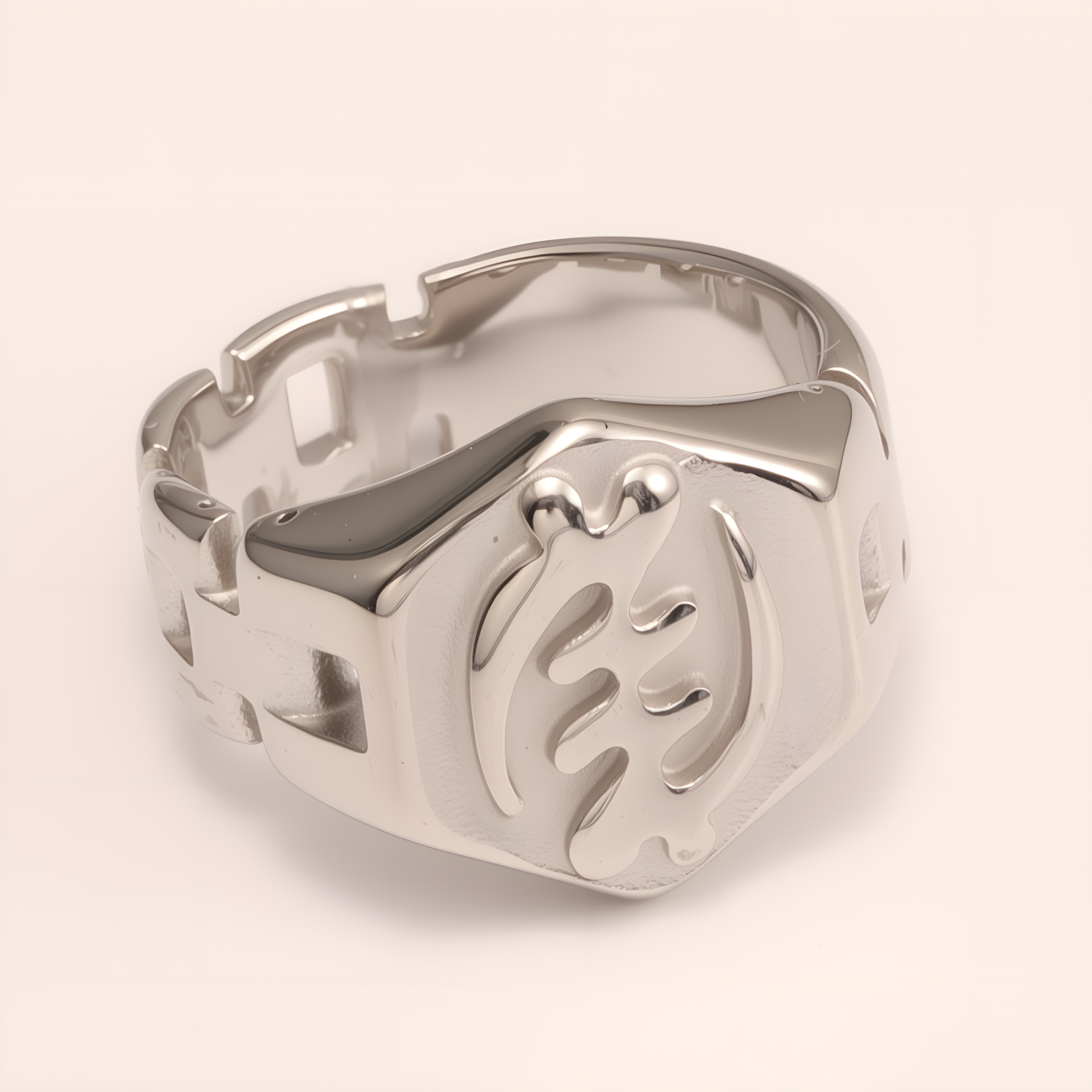 Uniquely - patterned Octagonal Stainless Steel Ring - Stylish Choice for Men | G003451G-JinBaoJewerly