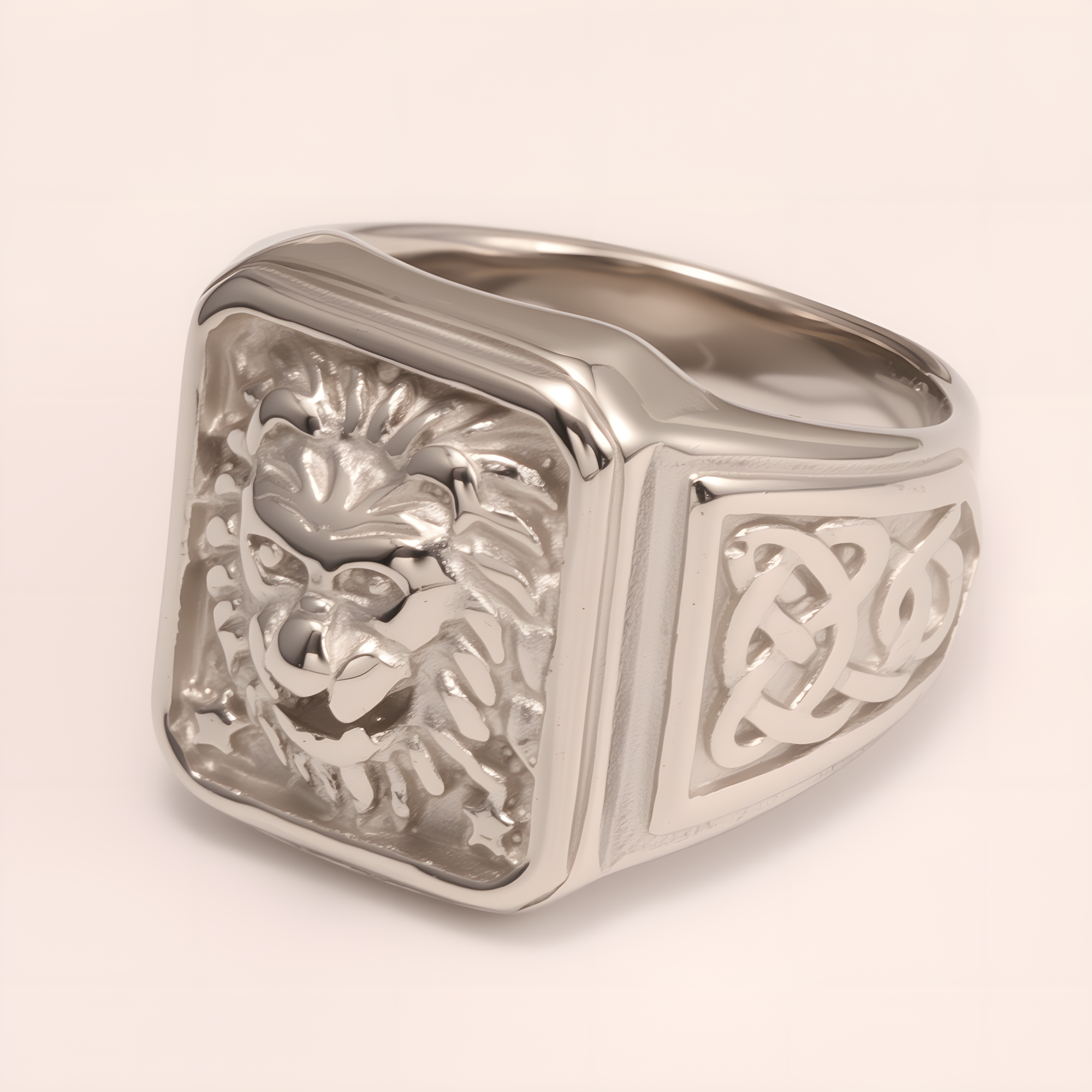 Exquisite Lion - head Carved Stainless Steel Ring - Stylish Accessory for Men | dz1055G-JinBaoJewerly