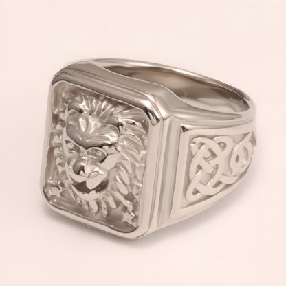 Exquisite Lion - head Carved Stainless Steel Ring - Stylish Accessory for Men | dz1055G-JinBaoJewerly