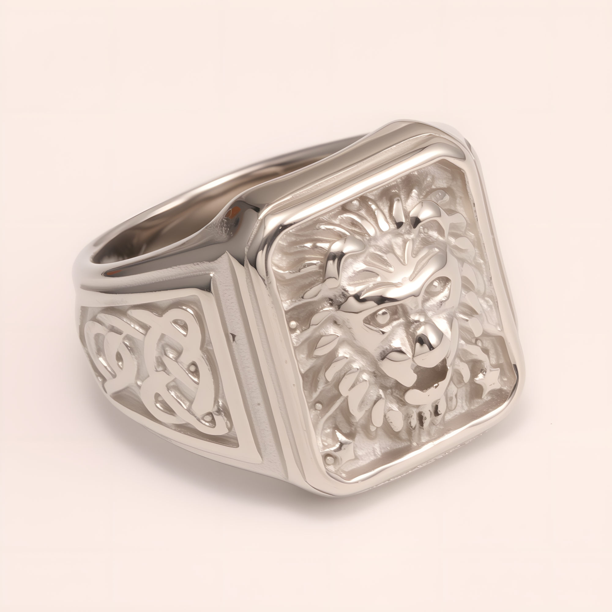 Exquisite Lion - head Carved Stainless Steel Ring - Stylish Accessory for Men | dz1055G-JinBaoJewerly