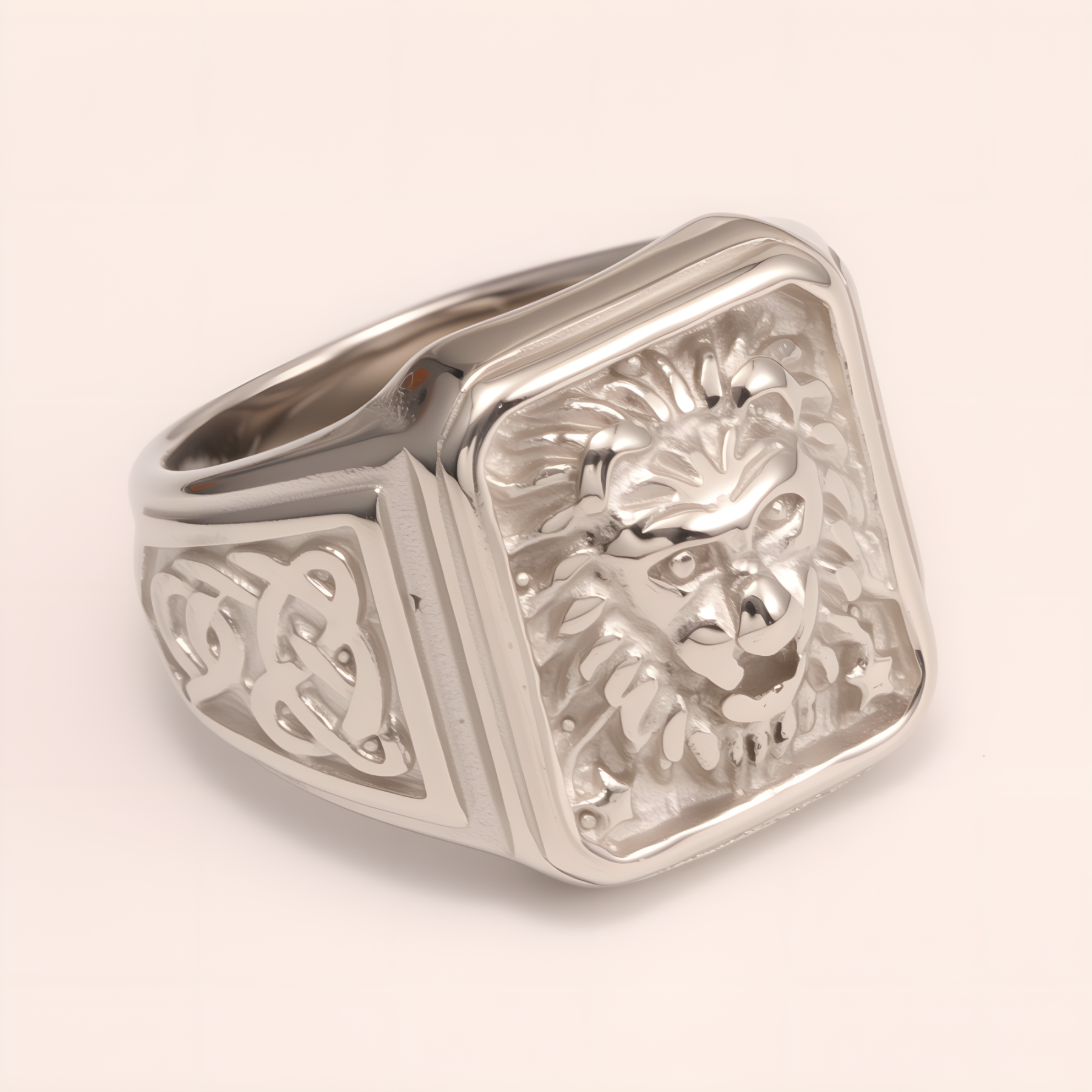 Exquisite Lion - head Carved Stainless Steel Ring - Stylish Accessory for Men | dz1055G-JinBaoJewerly