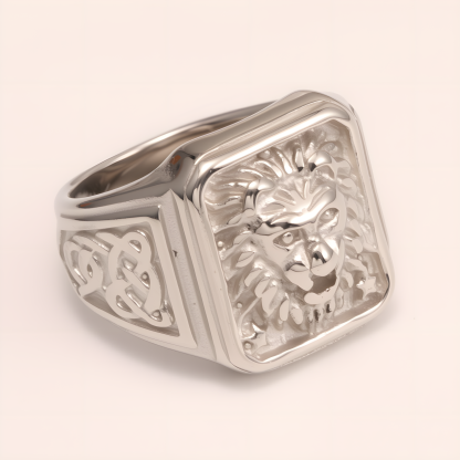 Exquisite Lion - head Carved Stainless Steel Ring - Stylish Accessory for Men | dz1055G-JinBaoJewerly