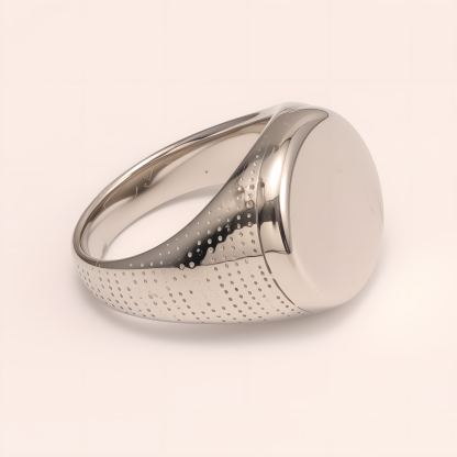 Minimalist Round - faced Perforated Stainless Steel Ring - Stylish Accessory for Men | BL1166G-JinBaoJewerly