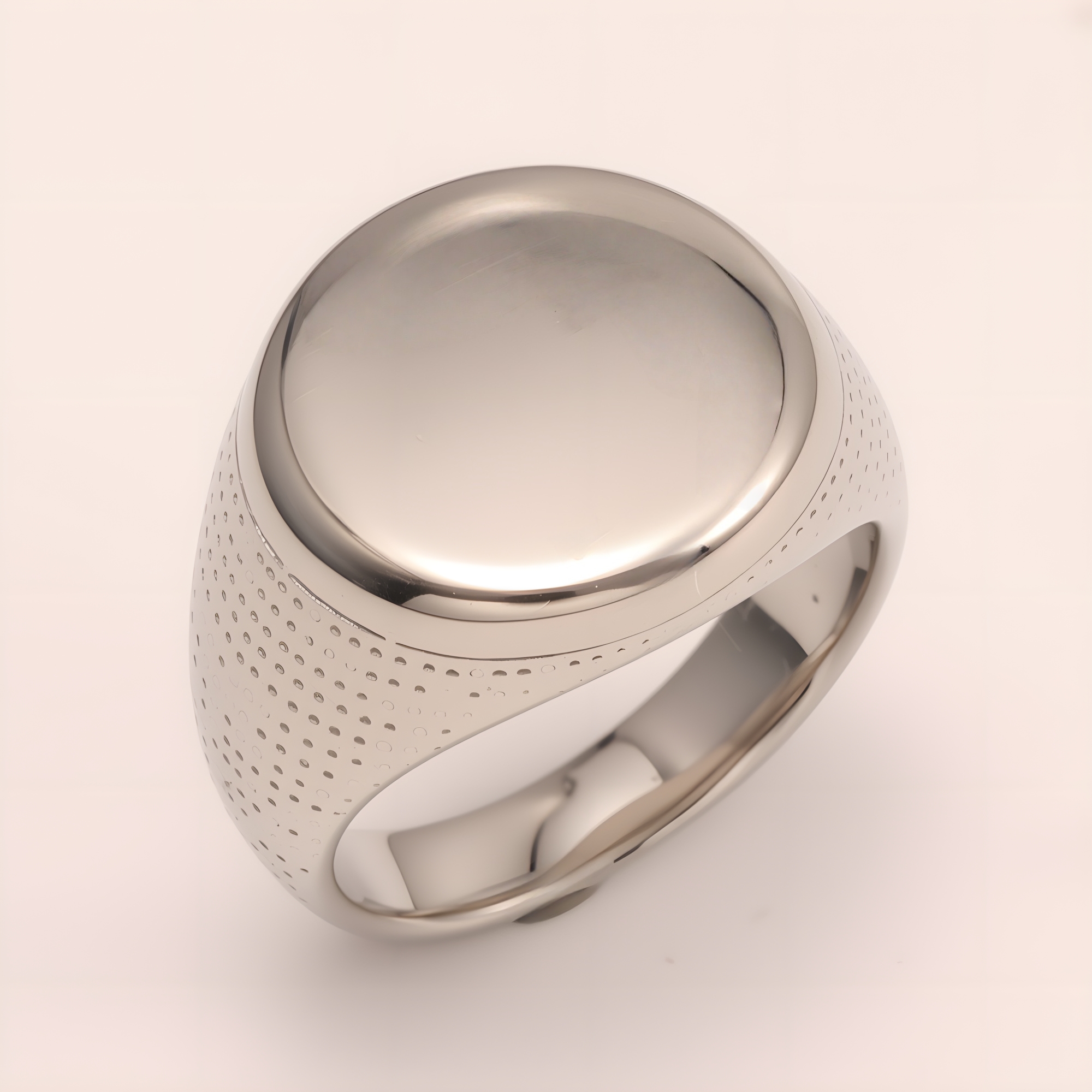 Minimalist Round - faced Perforated Stainless Steel Ring - Stylish Accessory for Men | BL1166G-JinBaoJewerly