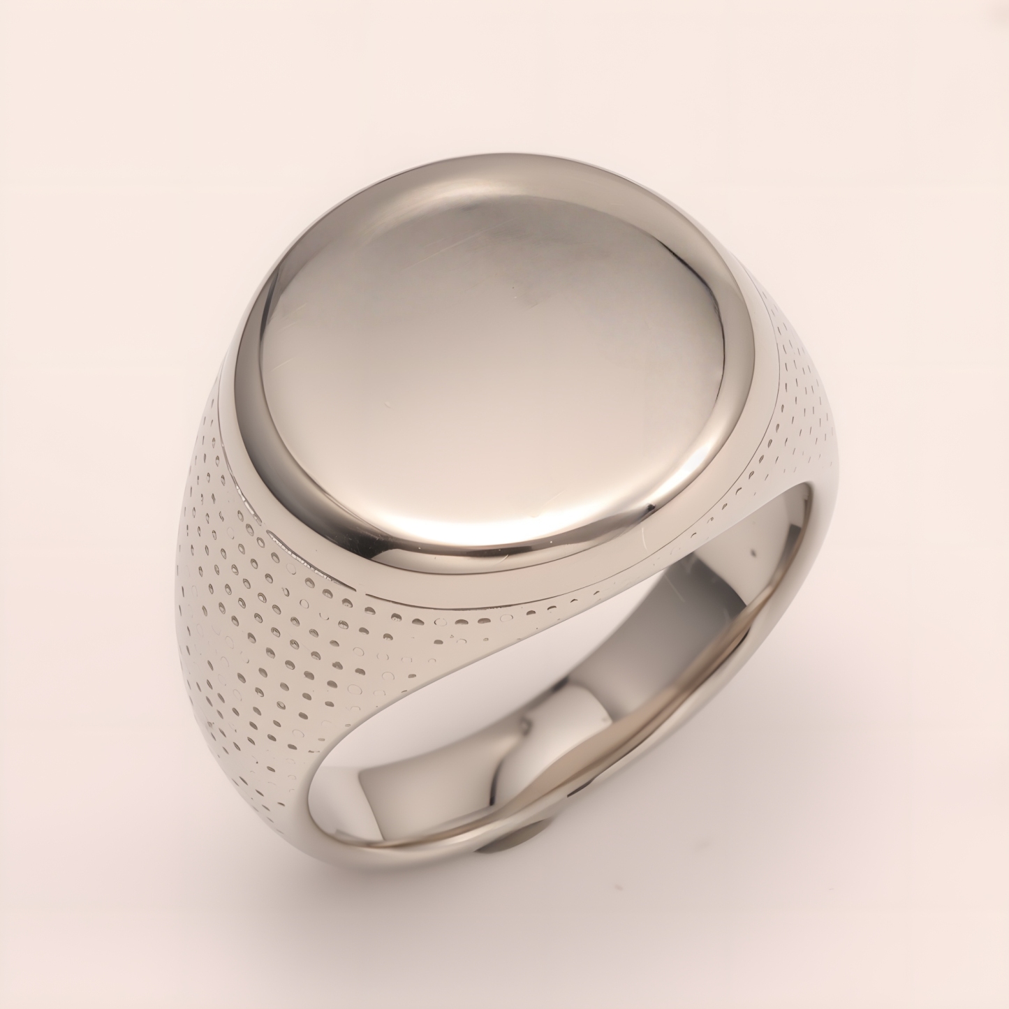 Minimalist Round - faced Perforated Stainless Steel Ring - Stylish Accessory for Men | BL1166G-JinBaoJewerly